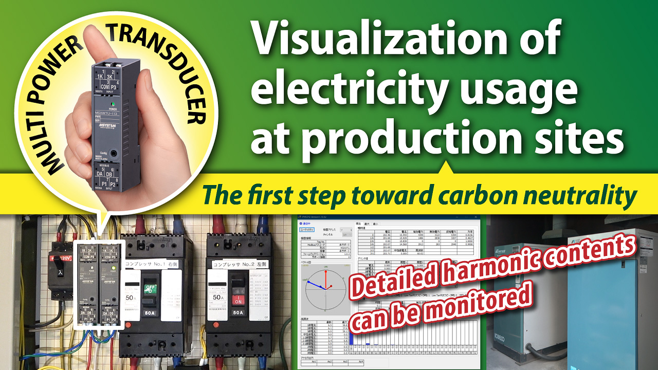 Multi power transducer visualizing electricity usage at production sites contributes to the goal of carbon neutrality