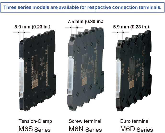 Three series models are available for respective connection terminals.